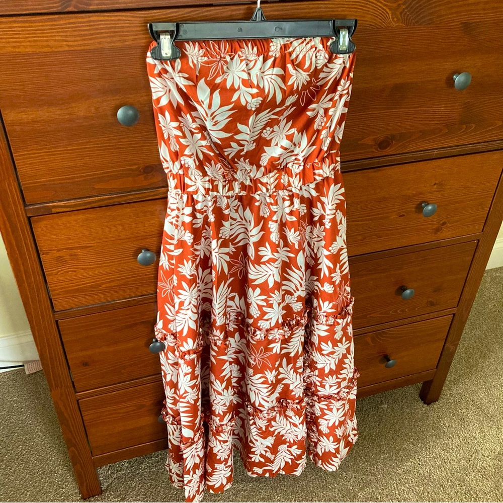 Boho Hawaiian leaf print dress - Picture 2 of 4
